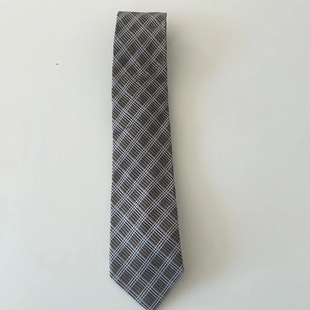 Big Boys Brown Plaid All Silk Tie